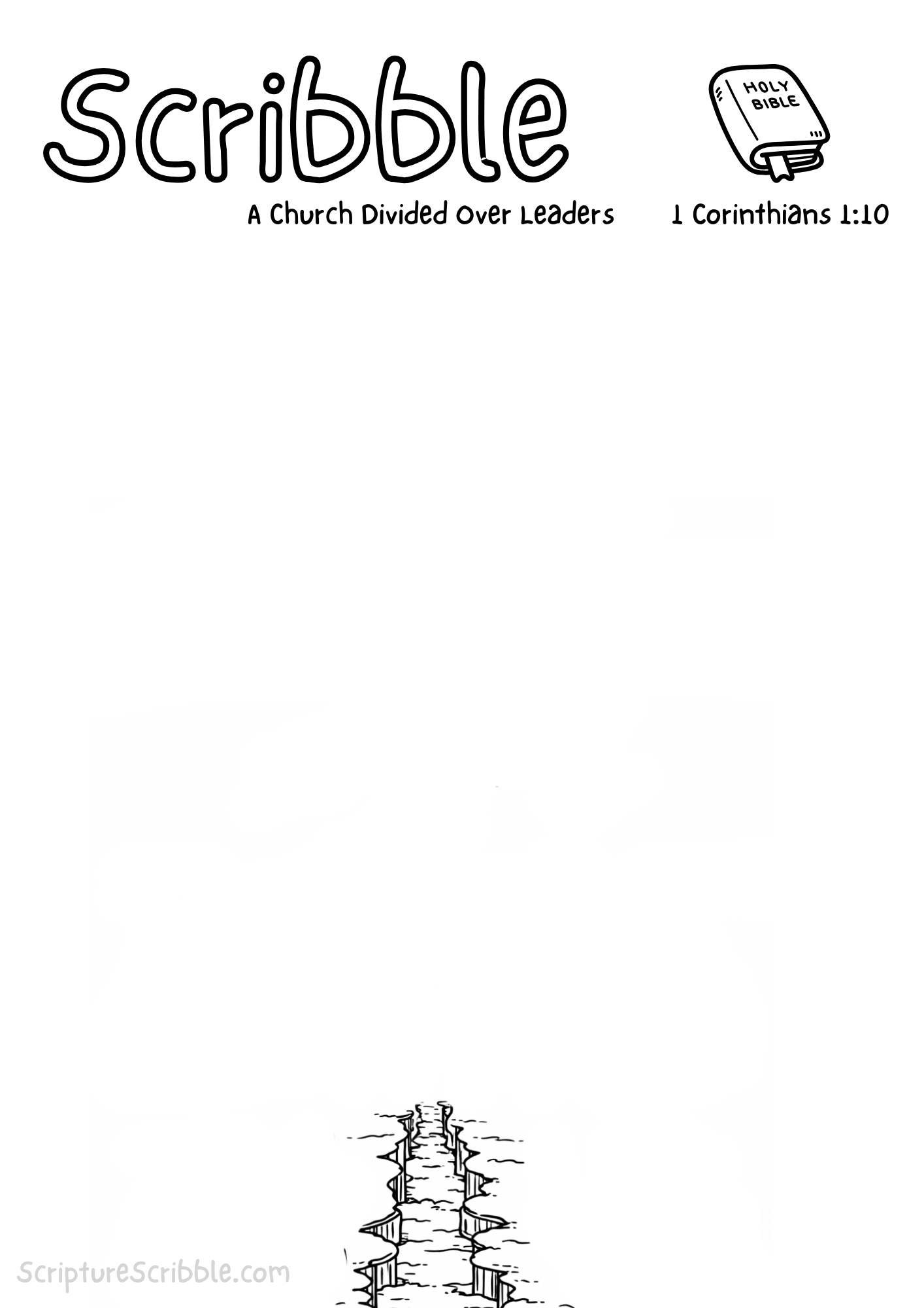 Printable reflection and drawing activity for 1 Corinthians 1:10 – A Church Divided Over Leaders – Devotional Drawing