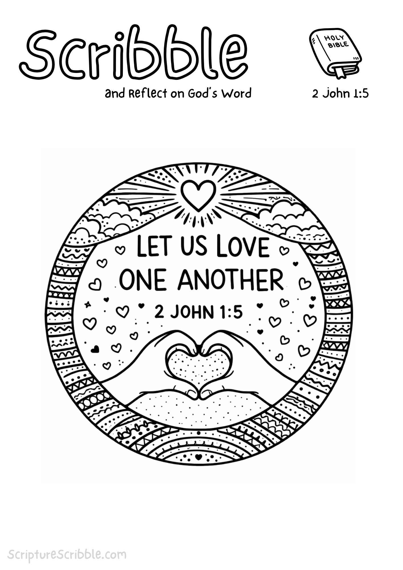 Printable reflection and drawing activity for 2 John 1:5 Coloring Page – Let Us Love One Another Printable