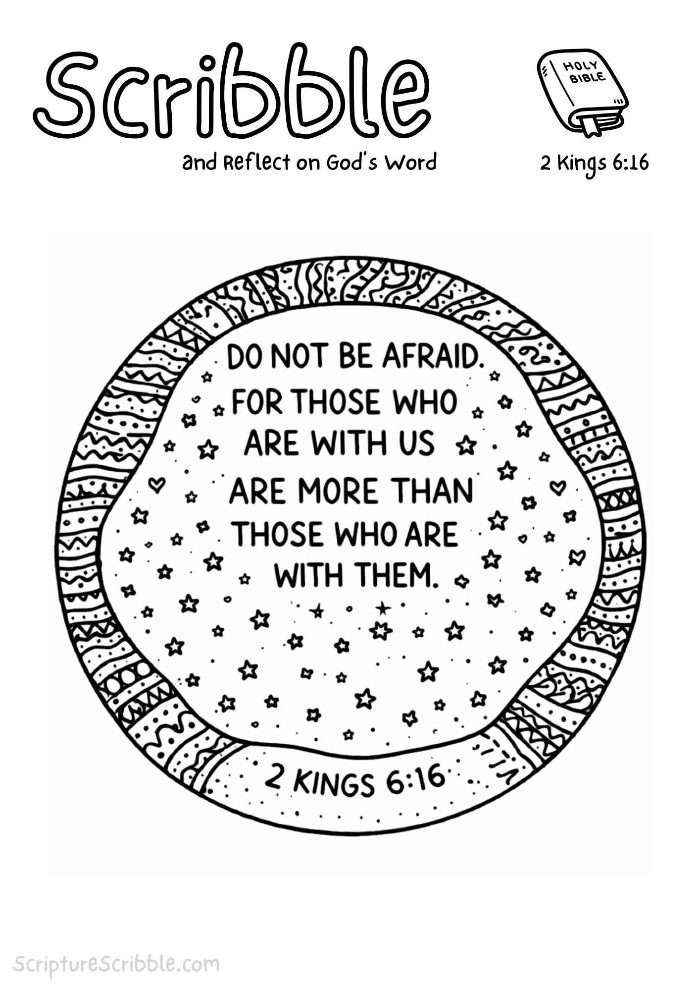 Printable reflection and drawing activity for 2 Kings 6:16 Coloring Page – Do Not Be Afraid Printable
