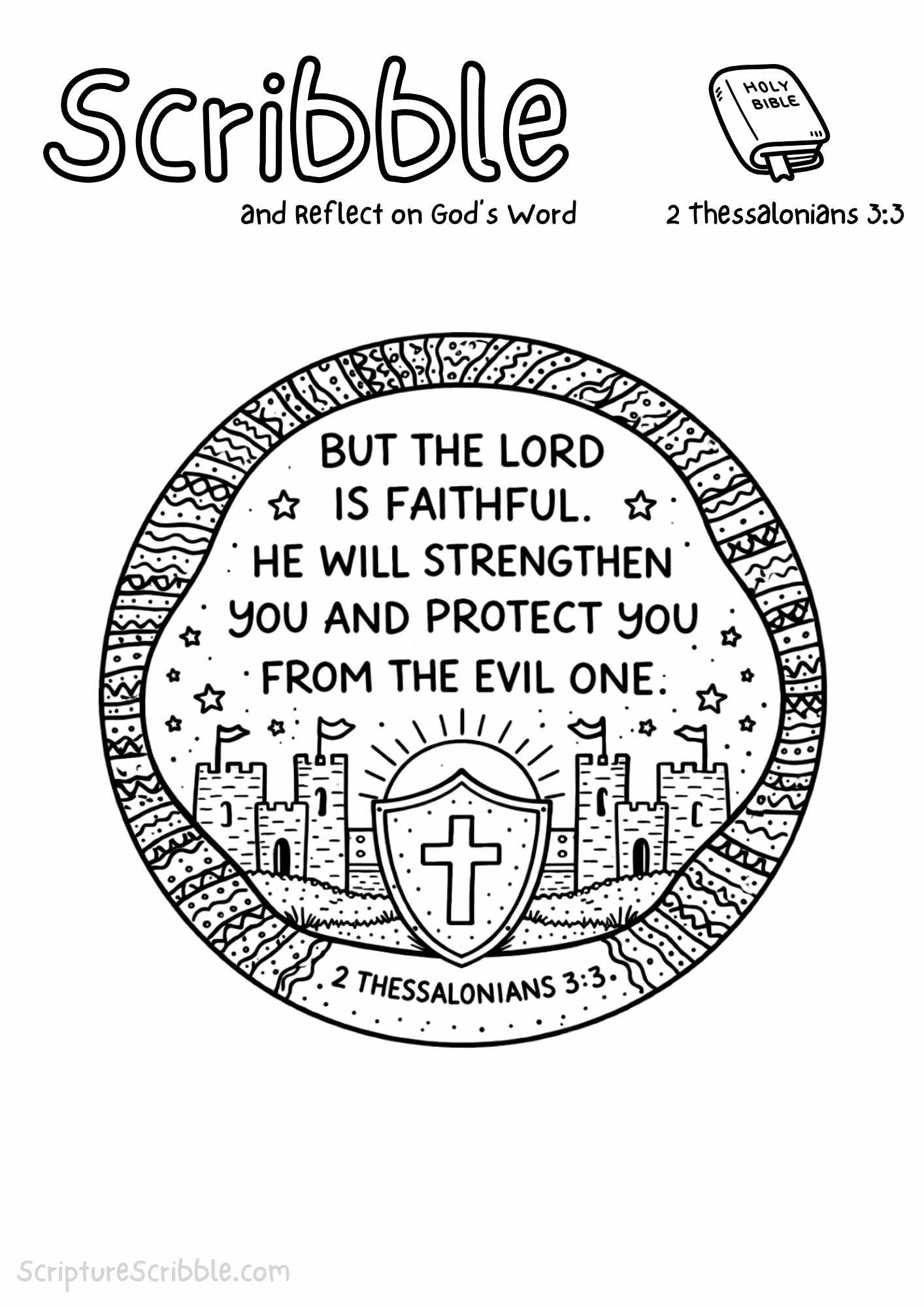 Printable reflection and drawing activity for 2 Thessalonians 3:3 Coloring Page – The Lord Is Faithful Printable
