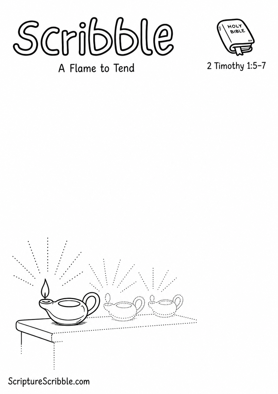 Preview of 2 Timothy 1:5–7 A Flame to Tend Devotional Drawing Page Printable