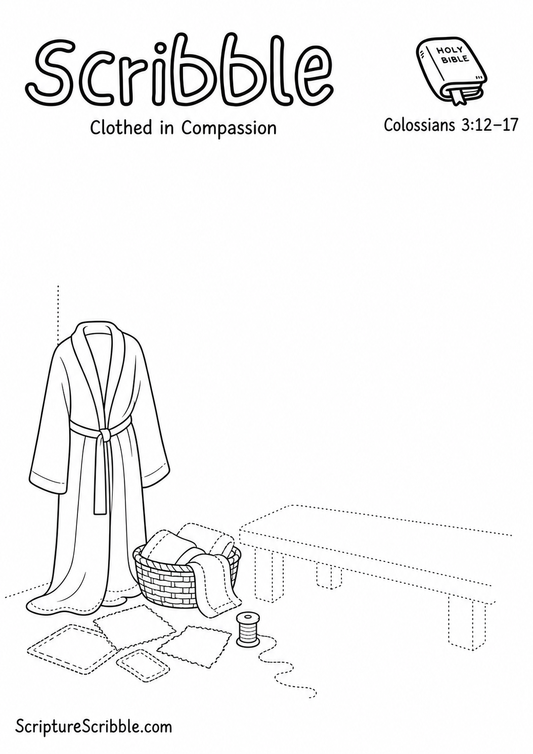 Preview of Colossians 3:12–17 Clothed in Compassion Devotional Drawing Page Printable