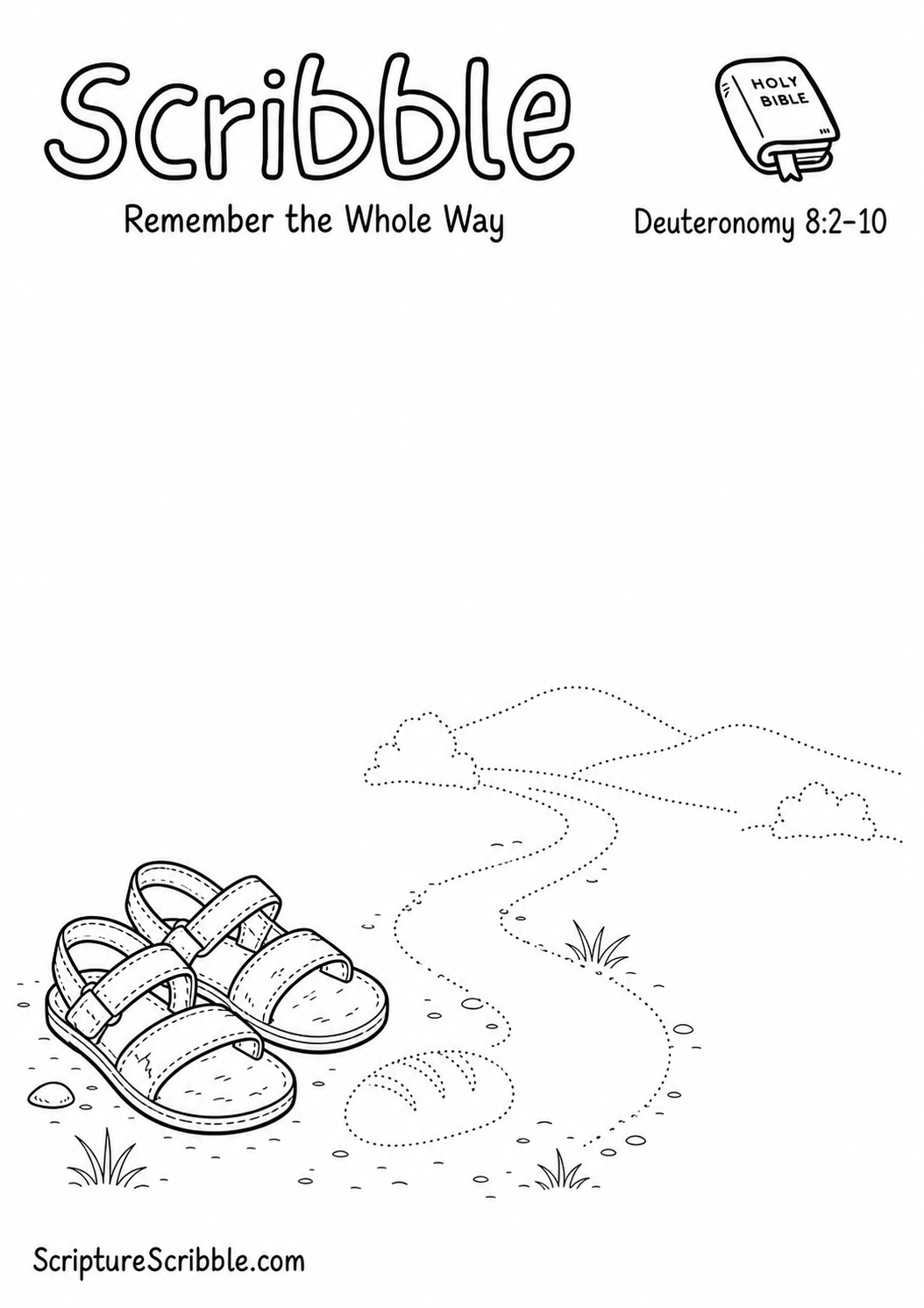 Preview of Deuteronomy 8:2–10 Remember the Whole Way Devotional Drawing Page Printable