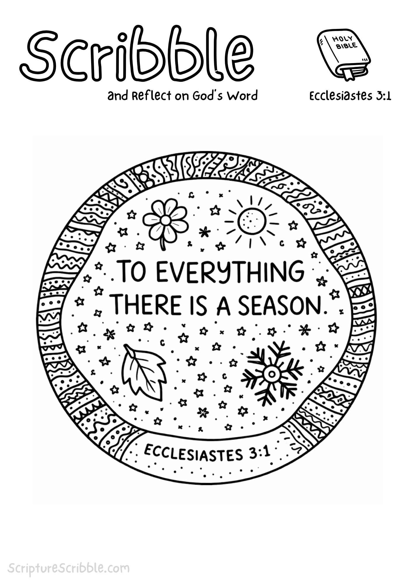 Printable reflection and drawing activity for Ecclesiastes 3:1 Coloring Page – To Everything There Is a Season Printable