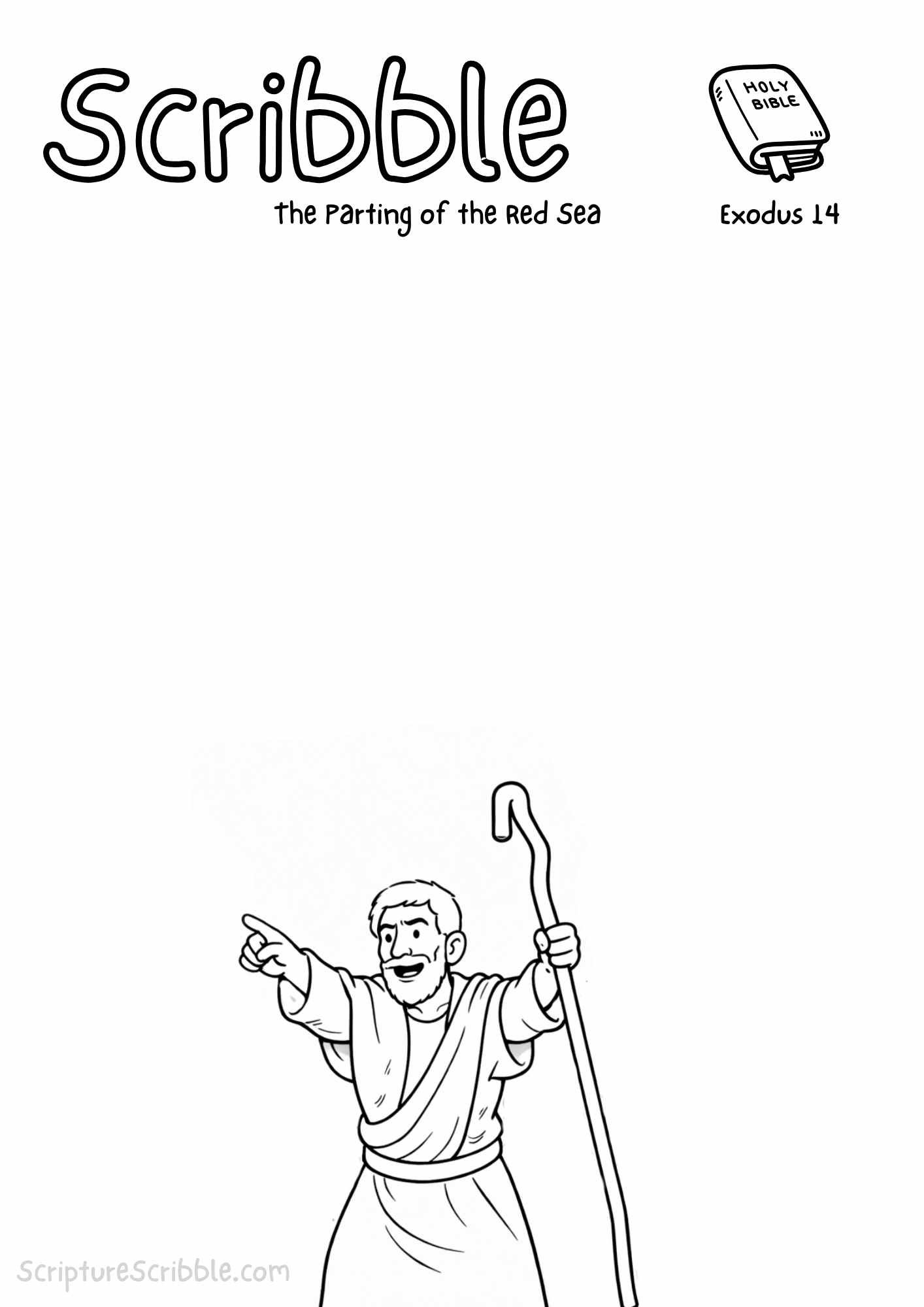 Printable reflection and drawing activity for Exodus 14 – Parting of the Red Sea Devotional Drawing Page