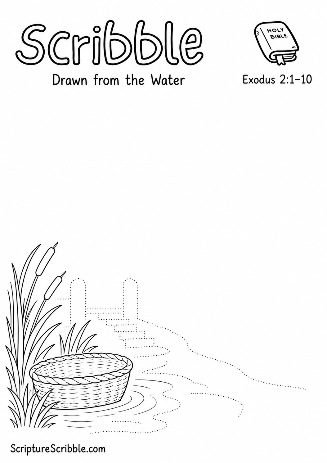 Preview of Exodus 2:1–10 Drawn from the Water Devotional Drawing Page Printable