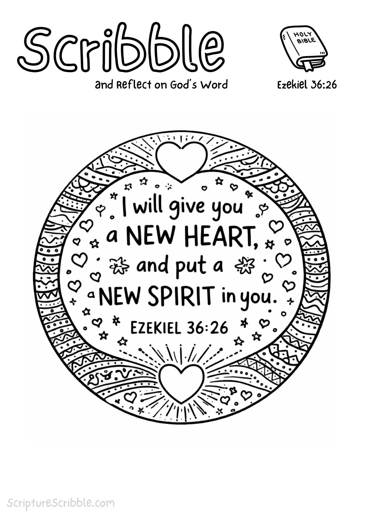 Printable reflection and drawing activity for Ezekiel 36:26 Devotional Drawing Page Printable