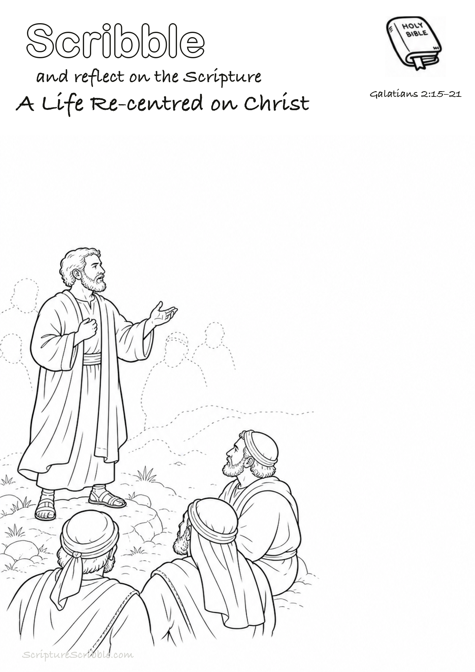 Preview of Galatians 2:15–21 A Life Re-centred on Christ Devotional Drawing Page Printable