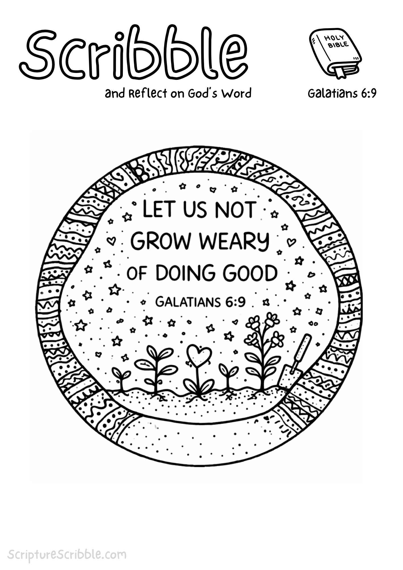 Printable reflection and drawing activity for Galatians 6:9 Coloring Page – Do Not Grow Weary in Doing Good Printable