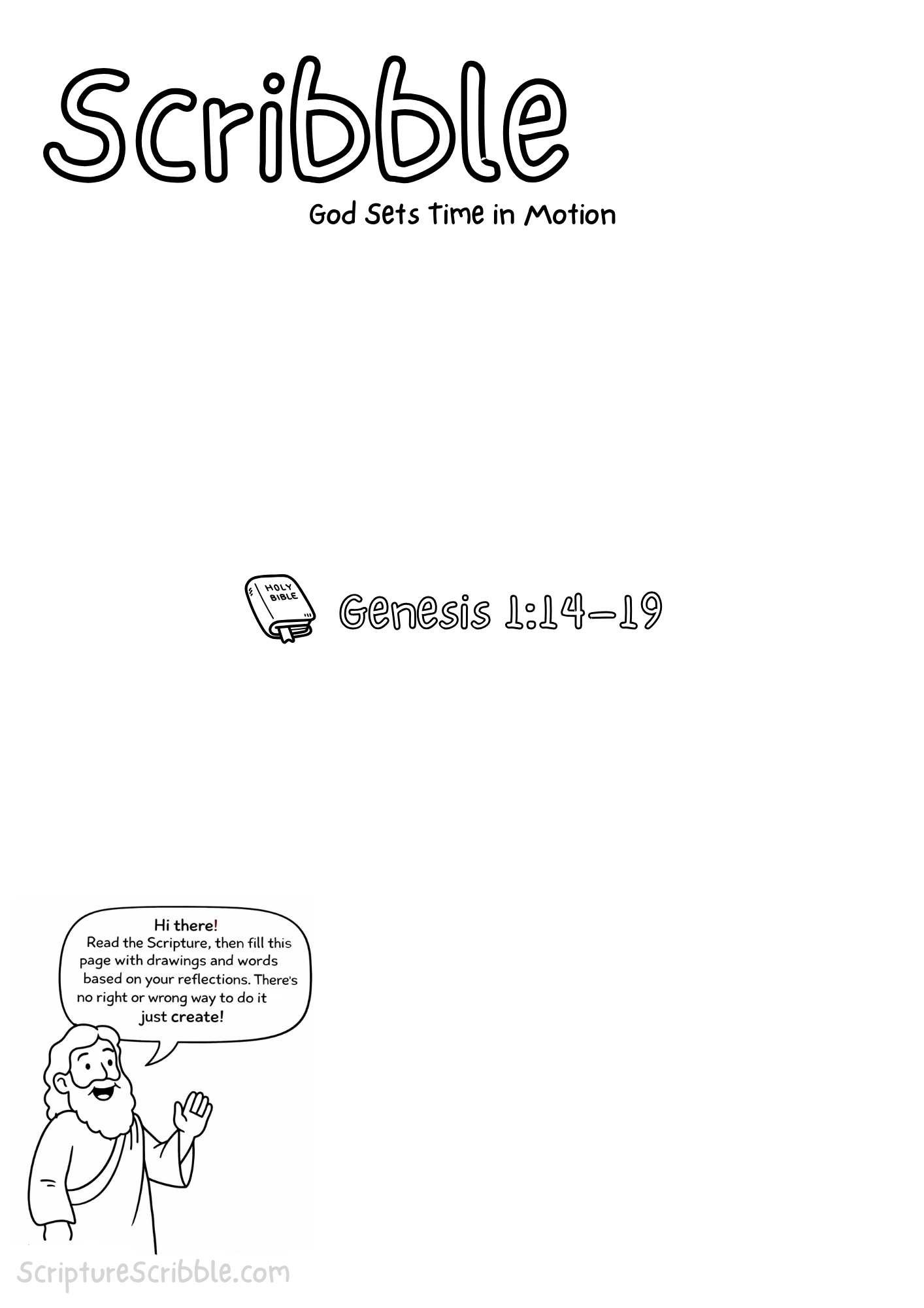 Printable reflection and drawing activity for Genesis 1:14–19 Creative Bible Reflection Worksheet