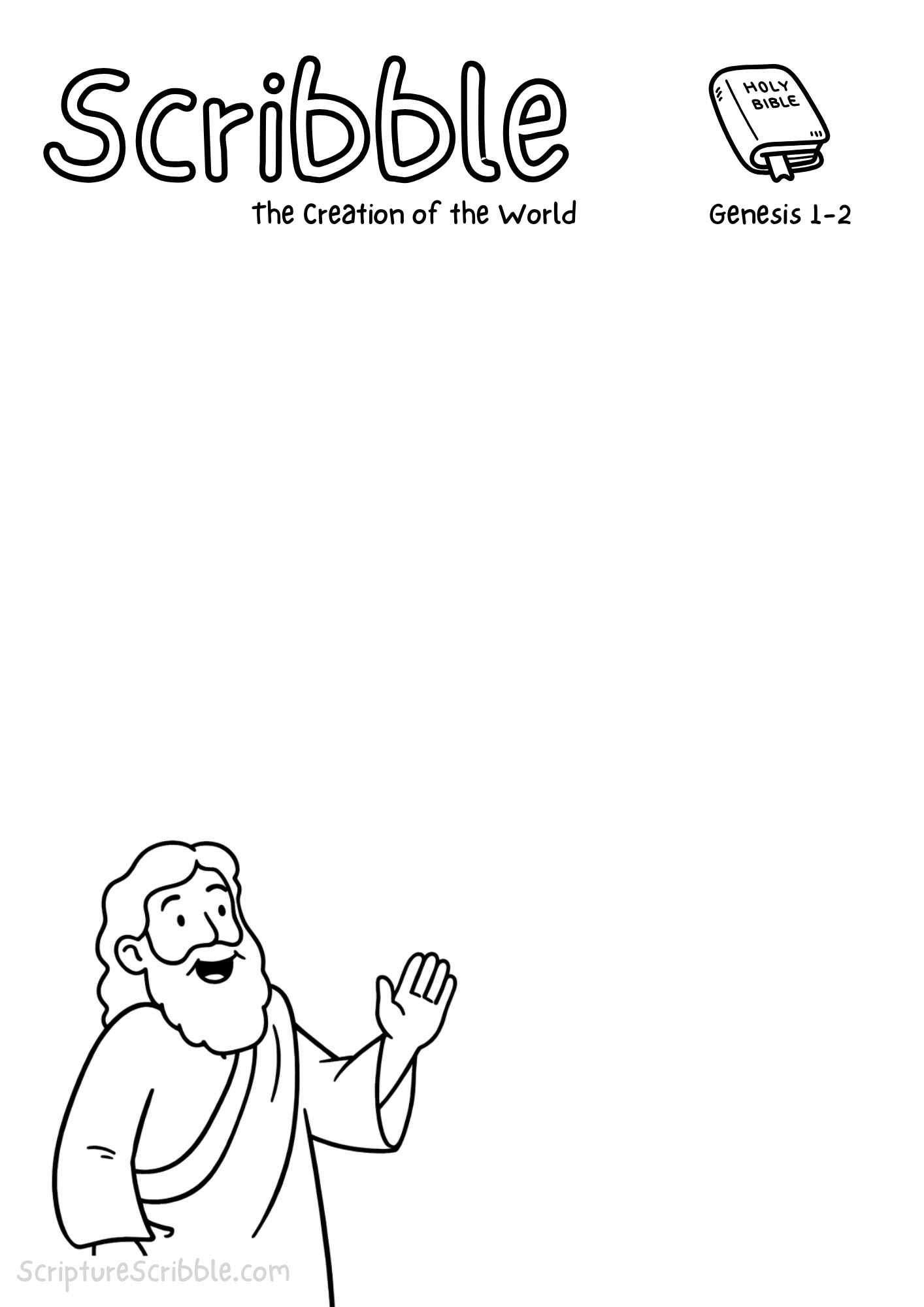 Printable reflection and drawing activity for Genesis 1–2 Creation of the World Devotional Drawing