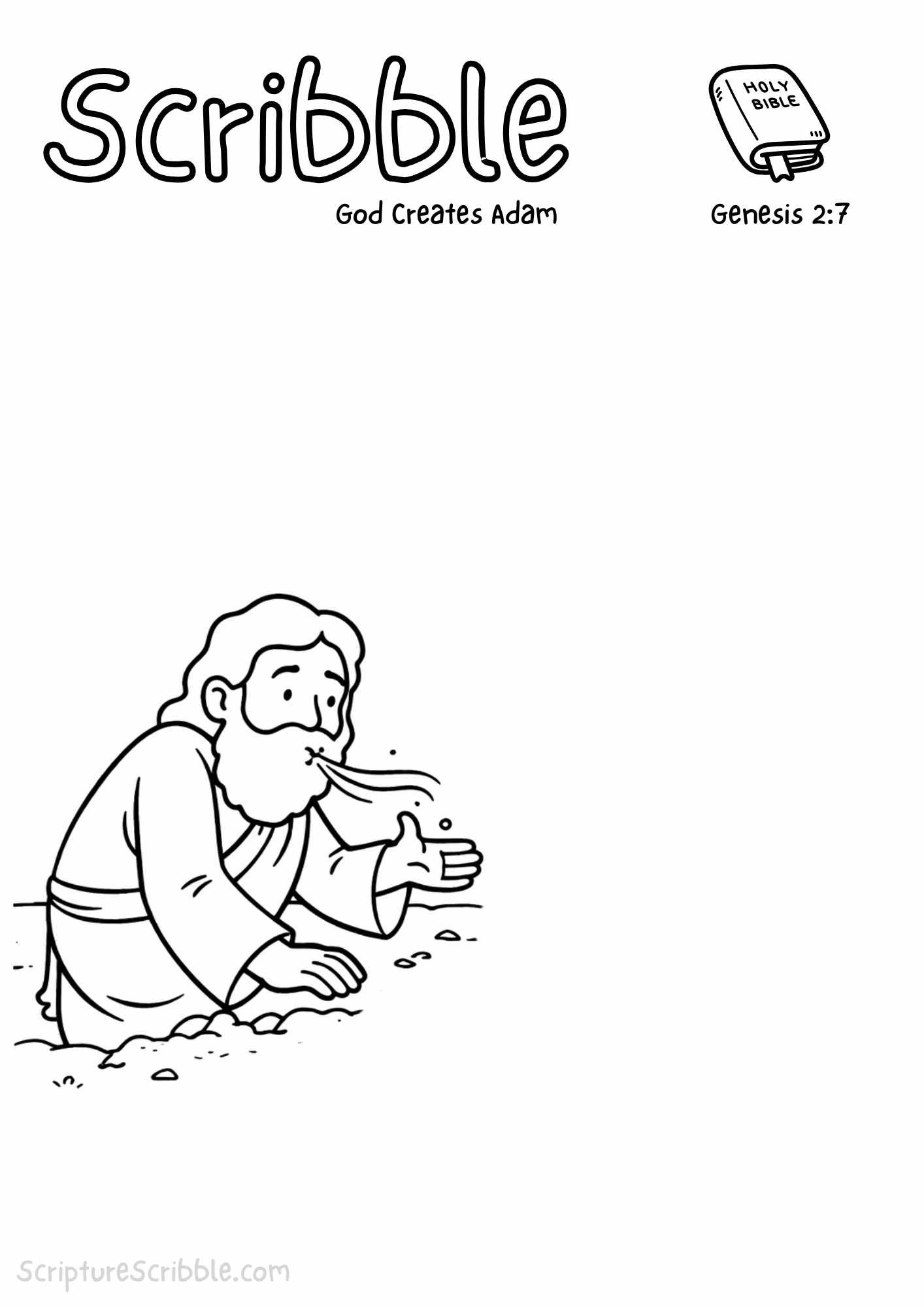 Printable reflection and drawing activity for Genesis 2:7 God Creates Adam Devotional Drawing