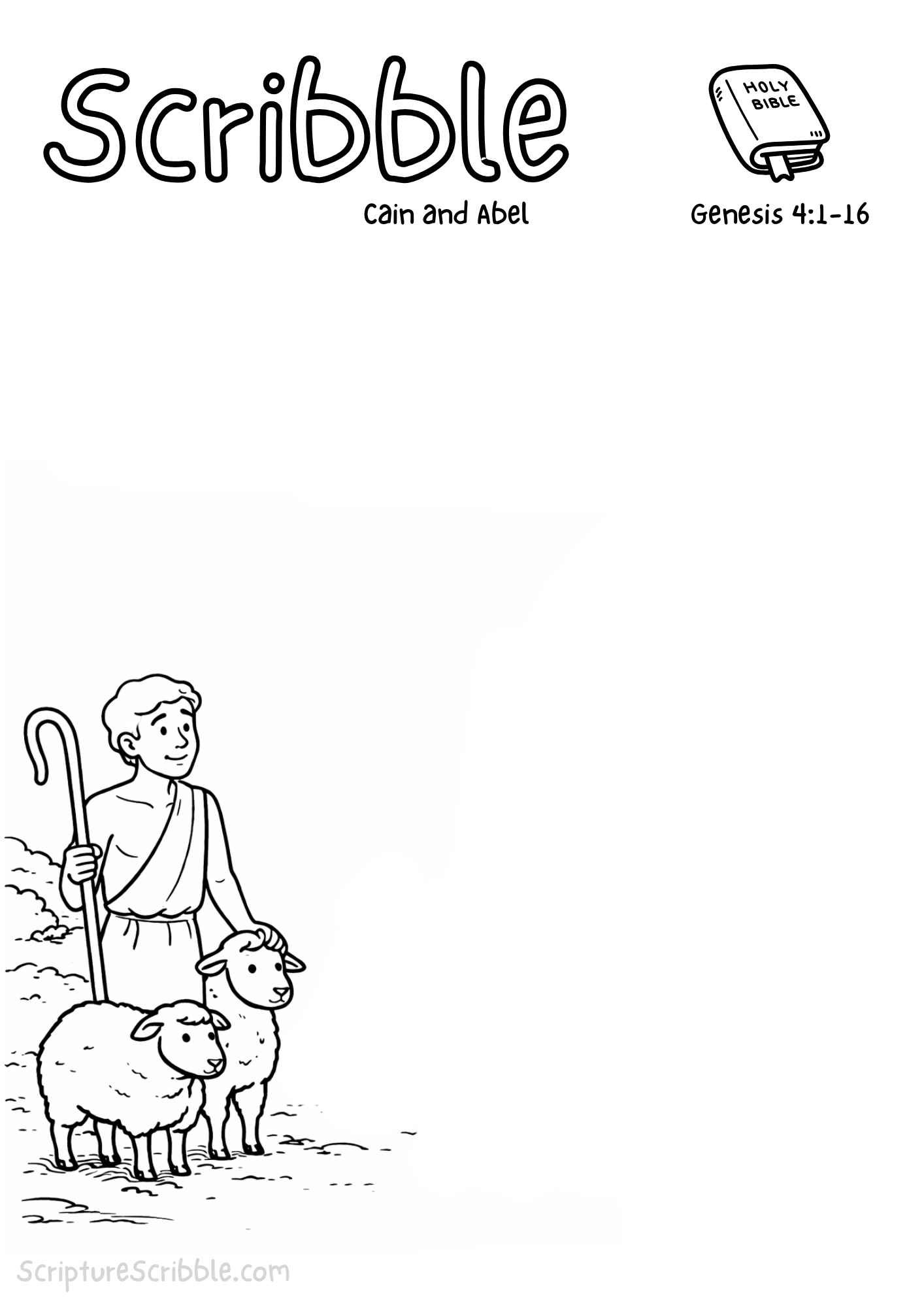 Printable reflection and drawing activity for Genesis 4:1–16 Cain and Abel – Devotional Drawing Page