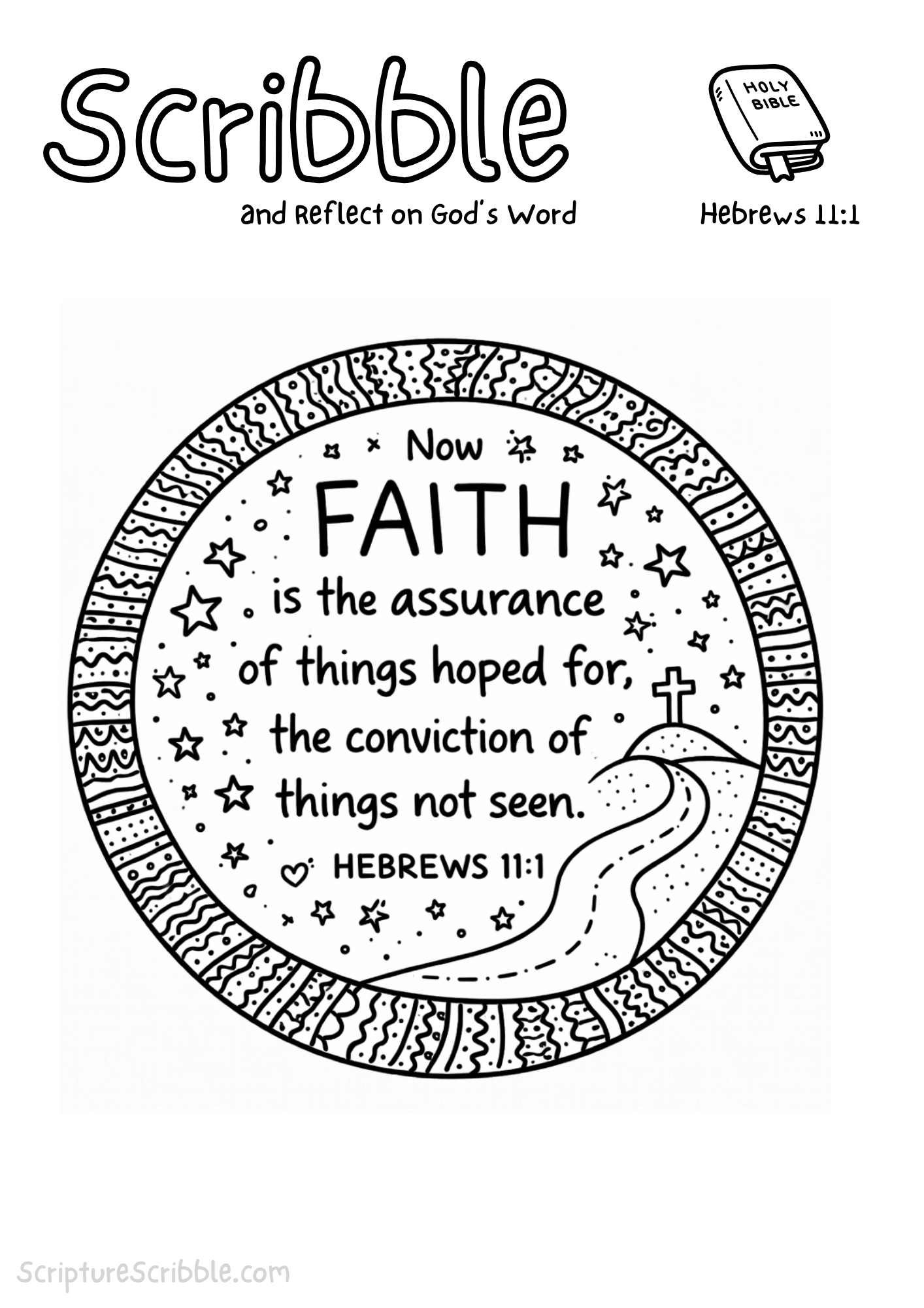 Printable reflection and drawing activity for Hebrews 11:1 Coloring Page – Faith Is the Assurance Printable