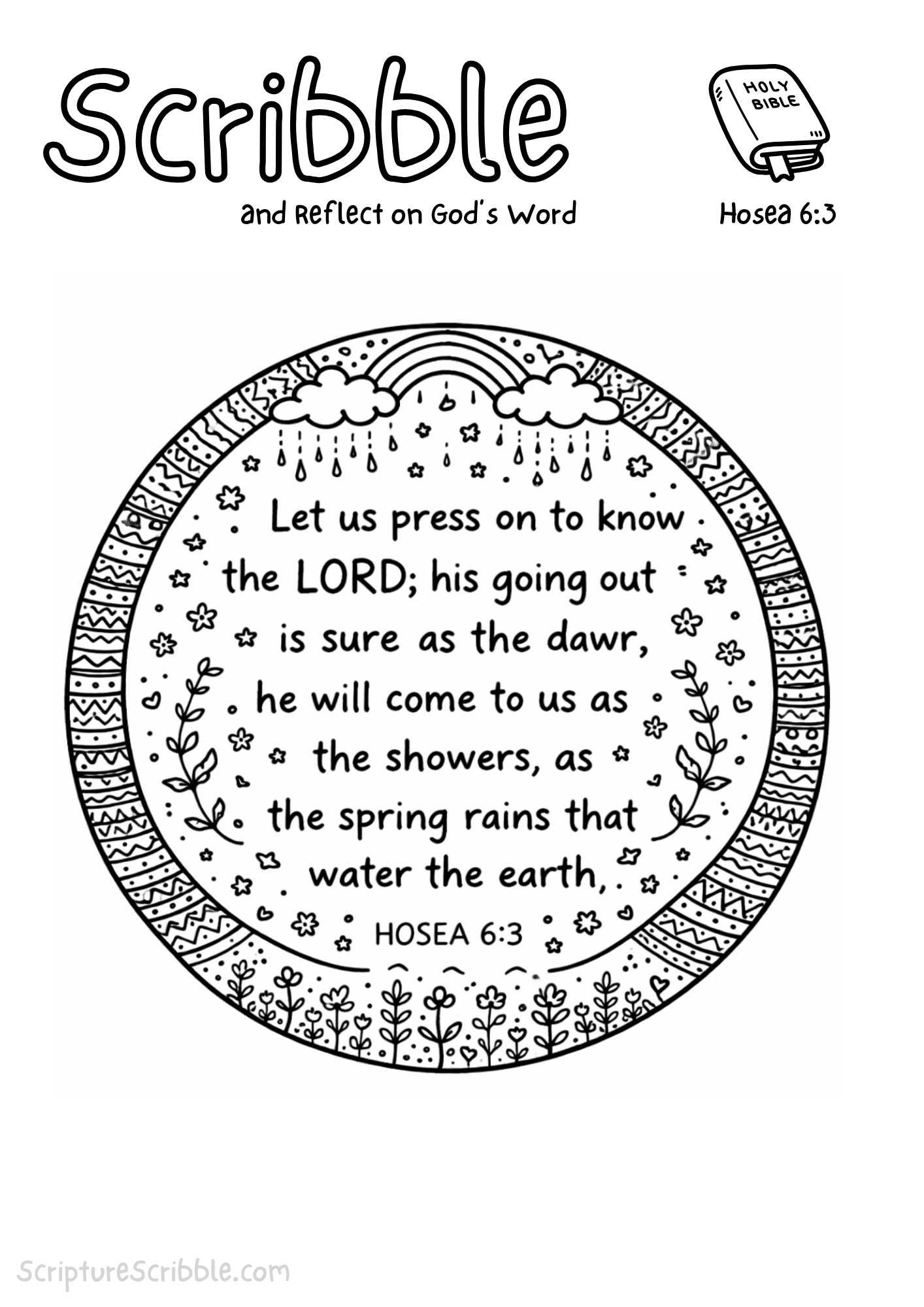 Printable reflection and drawing activity for Hosea 6:3 Coloring Page – Let Us Press On to Know the Lord Printable