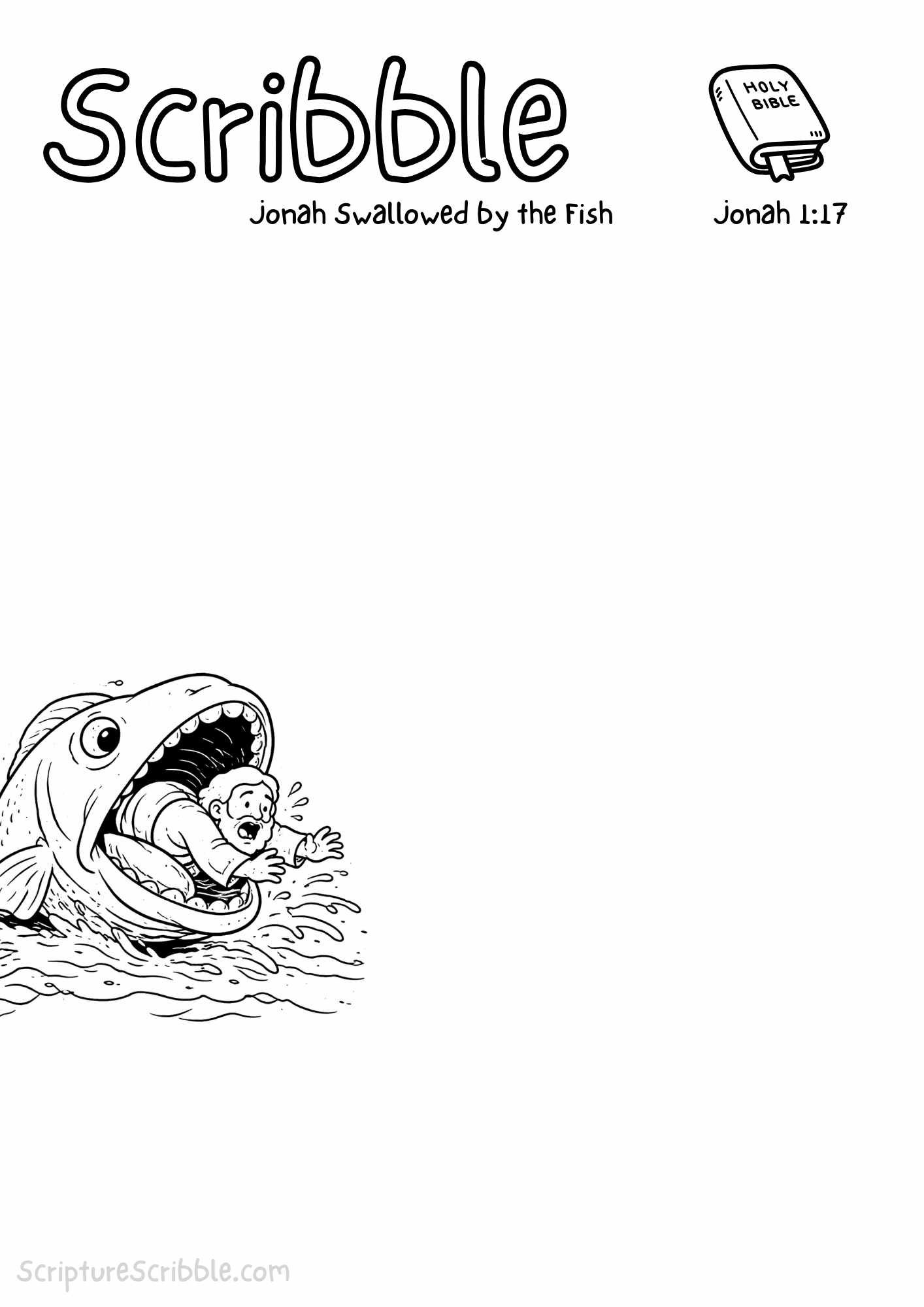 Printable reflection and drawing activity for Jonah 1:17 Devotional Drawing Page Printable