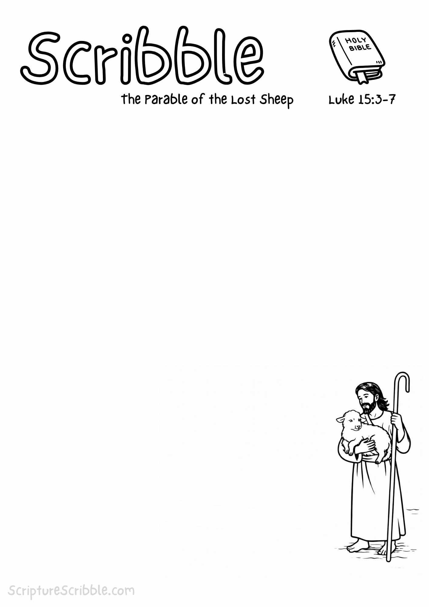Printable reflection and drawing activity for Luke 15:3–7 – The Parable of the Lost Sheep – Devotional Drawing Page