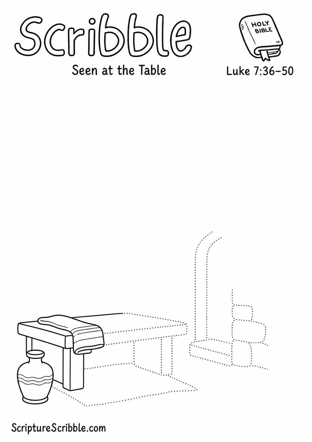 Preview of Luke 7:36–50 Seen at the Table Devotional Drawing Page Printable