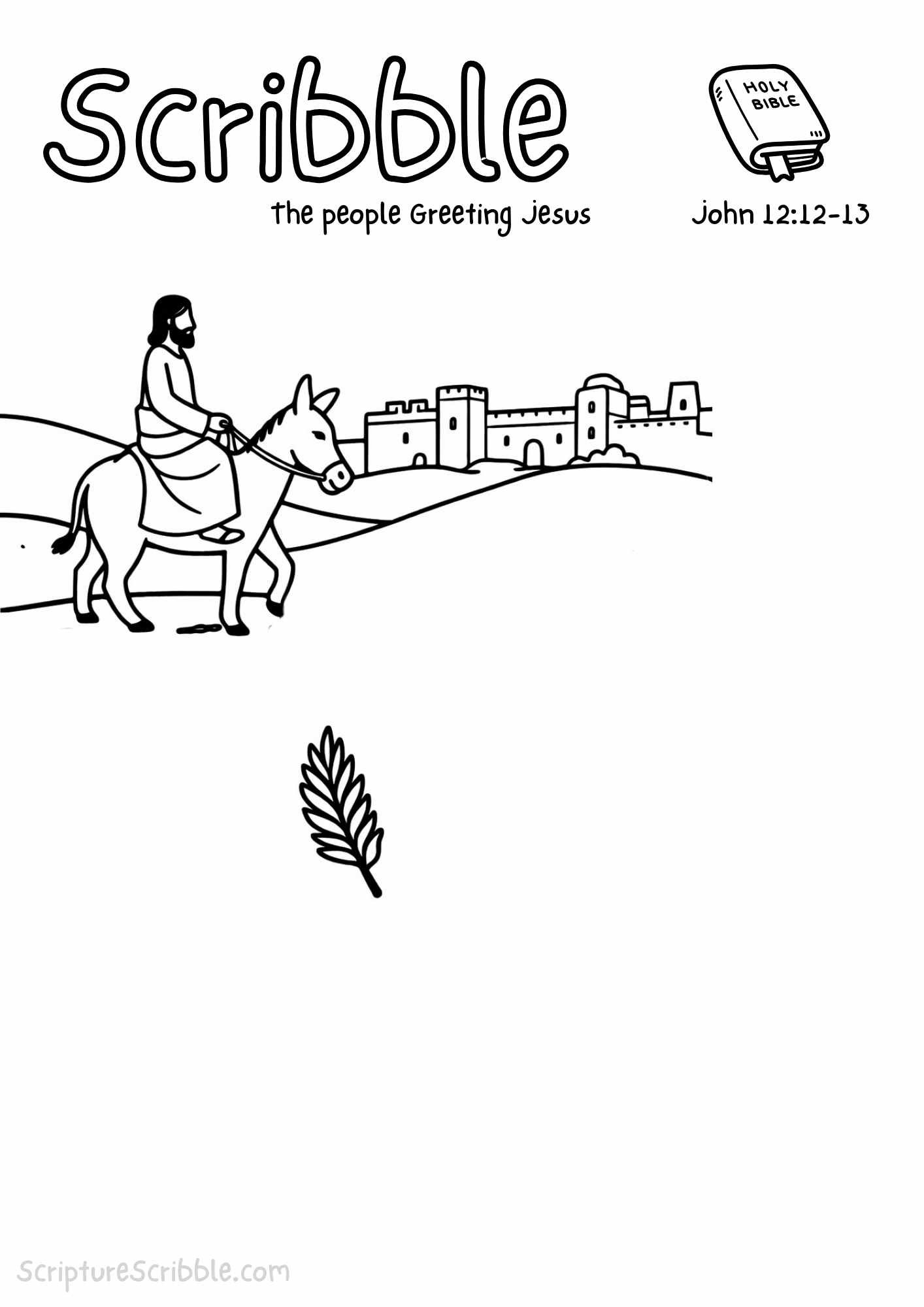 Printable reflection and drawing activity for Palm Sunday Coloring Page – John 12:12–13 Printable for Kids