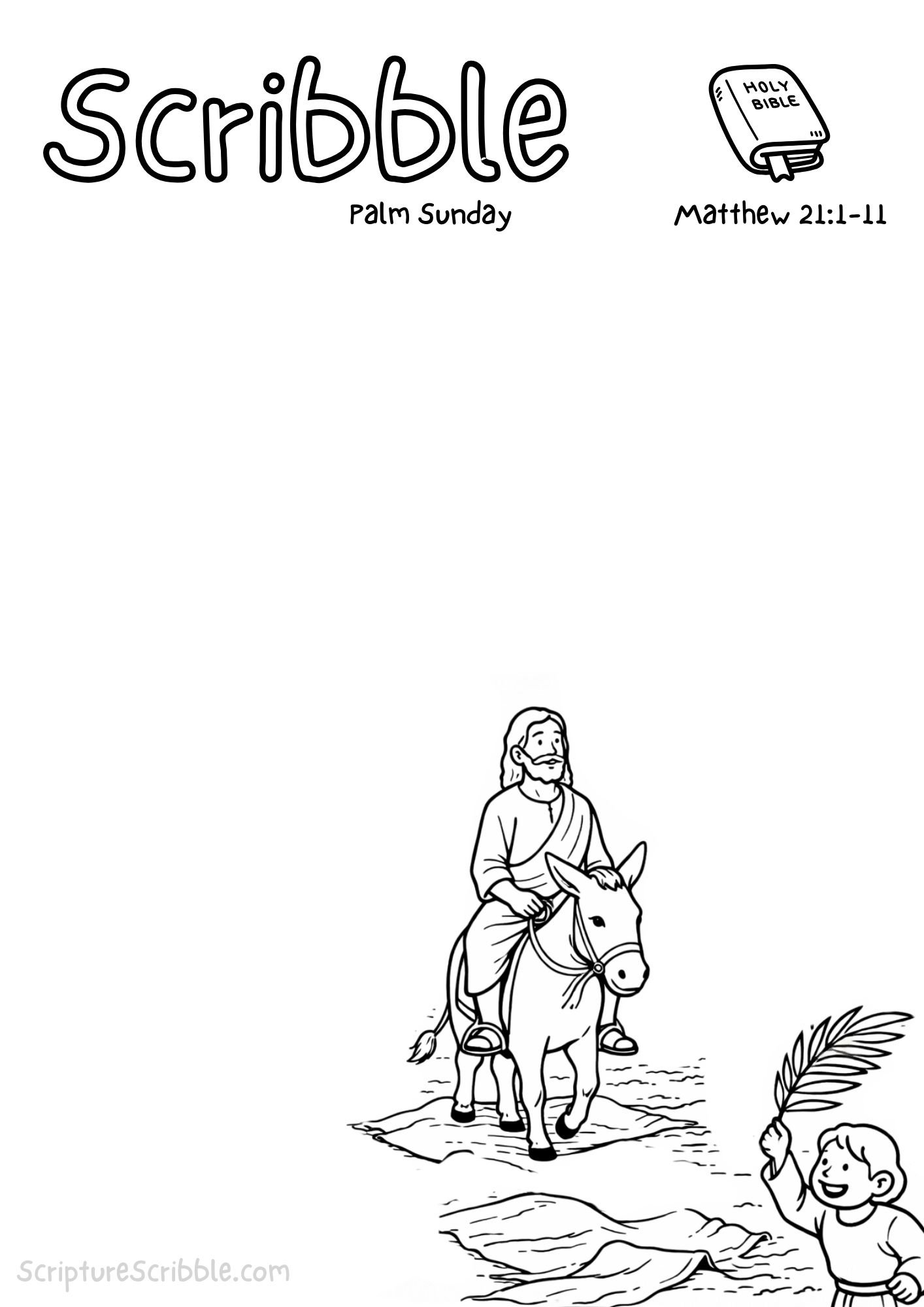 Printable reflection and drawing activity for Palm Sunday Devotional Drawing Page – Matthew 21:1–11 Printable