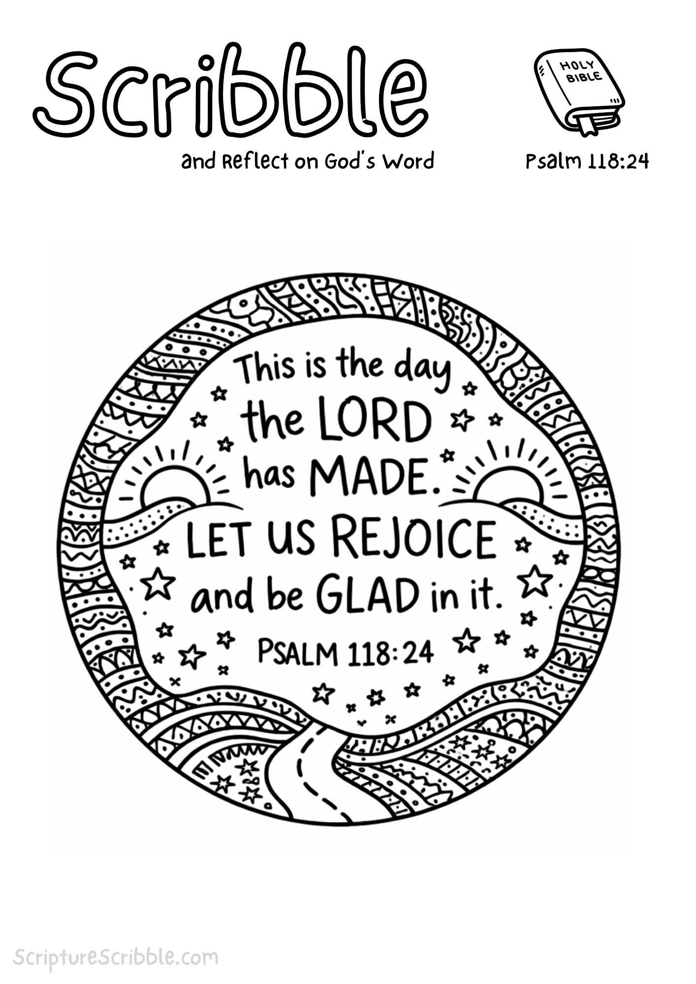 Printable reflection and drawing activity for Psalm 118:24 Coloring Page – This Is the Day the Lord Has Made Printable