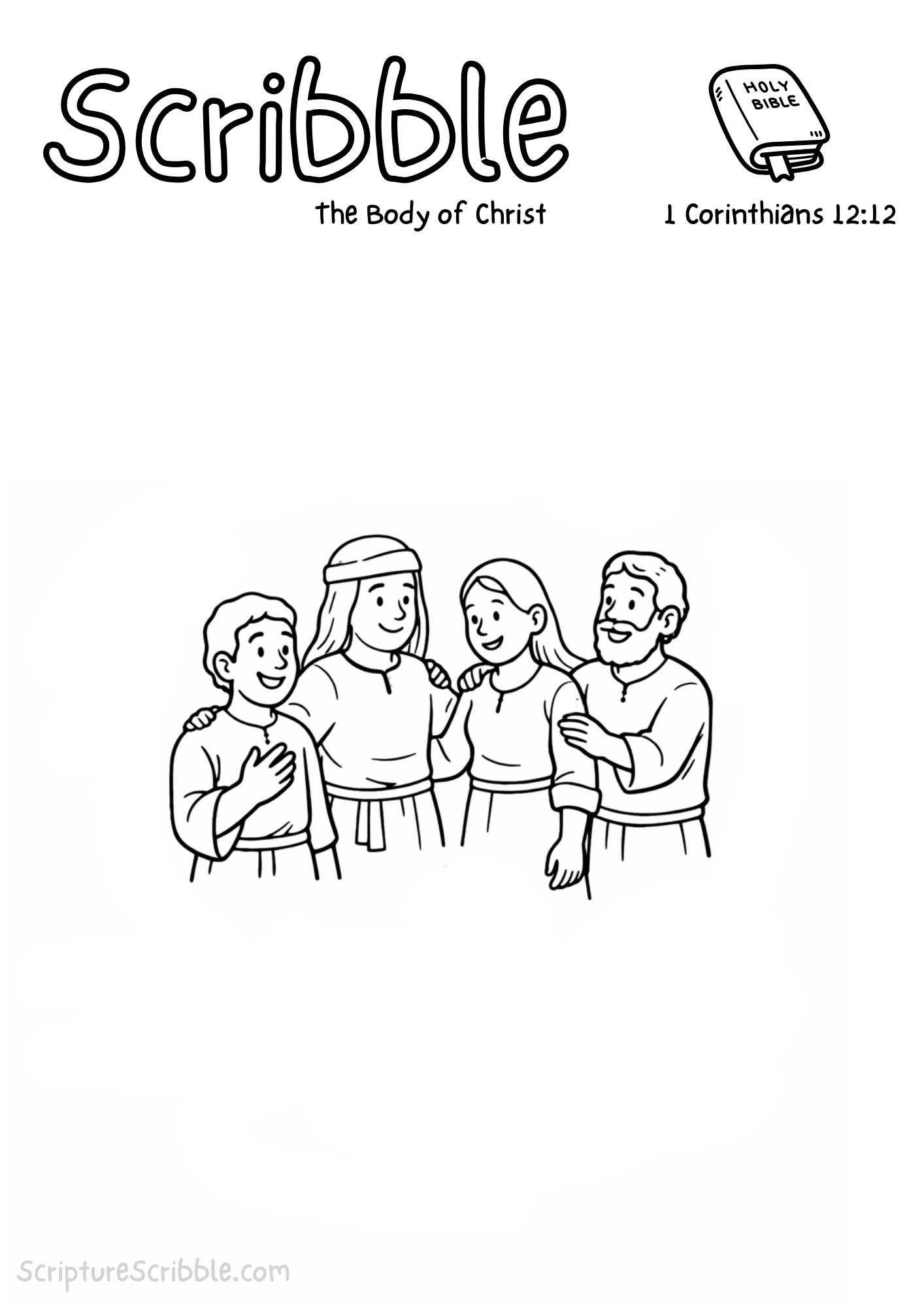 Printable reflection and drawing activity for The Body of Christ Devotional Drawing – 1 Corinthians 12:12