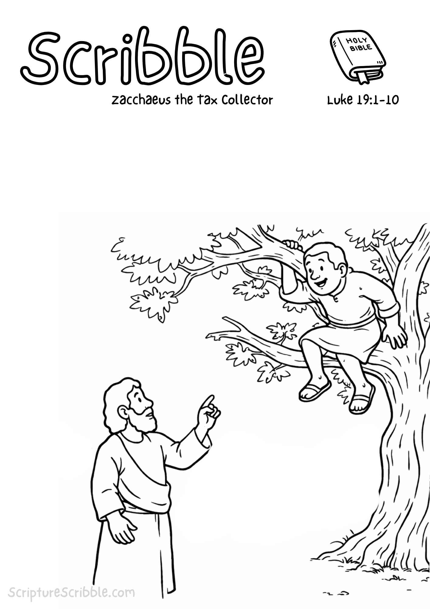Printable reflection and drawing activity for Zacchaeus Devotional Drawing Page – Luke 19, based on Luke 19:1–10