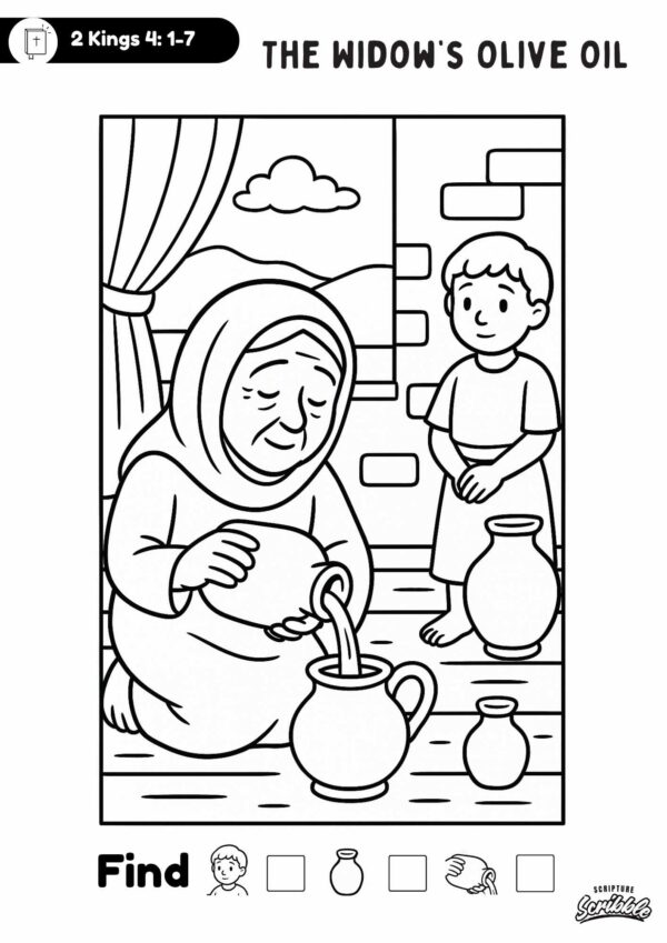 The Widow’s Oil: Find & Color Bible Activity