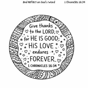 1 Chronicles 16:34 Coloring Page – His Love Endures Forever Printable