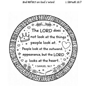 1 Samuel 16:7 Coloring Page – God Looks at the Heart Printable
