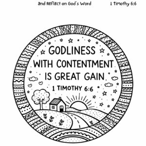1 Timothy 6:6 Coloring Page – Godliness with Contentment Printable