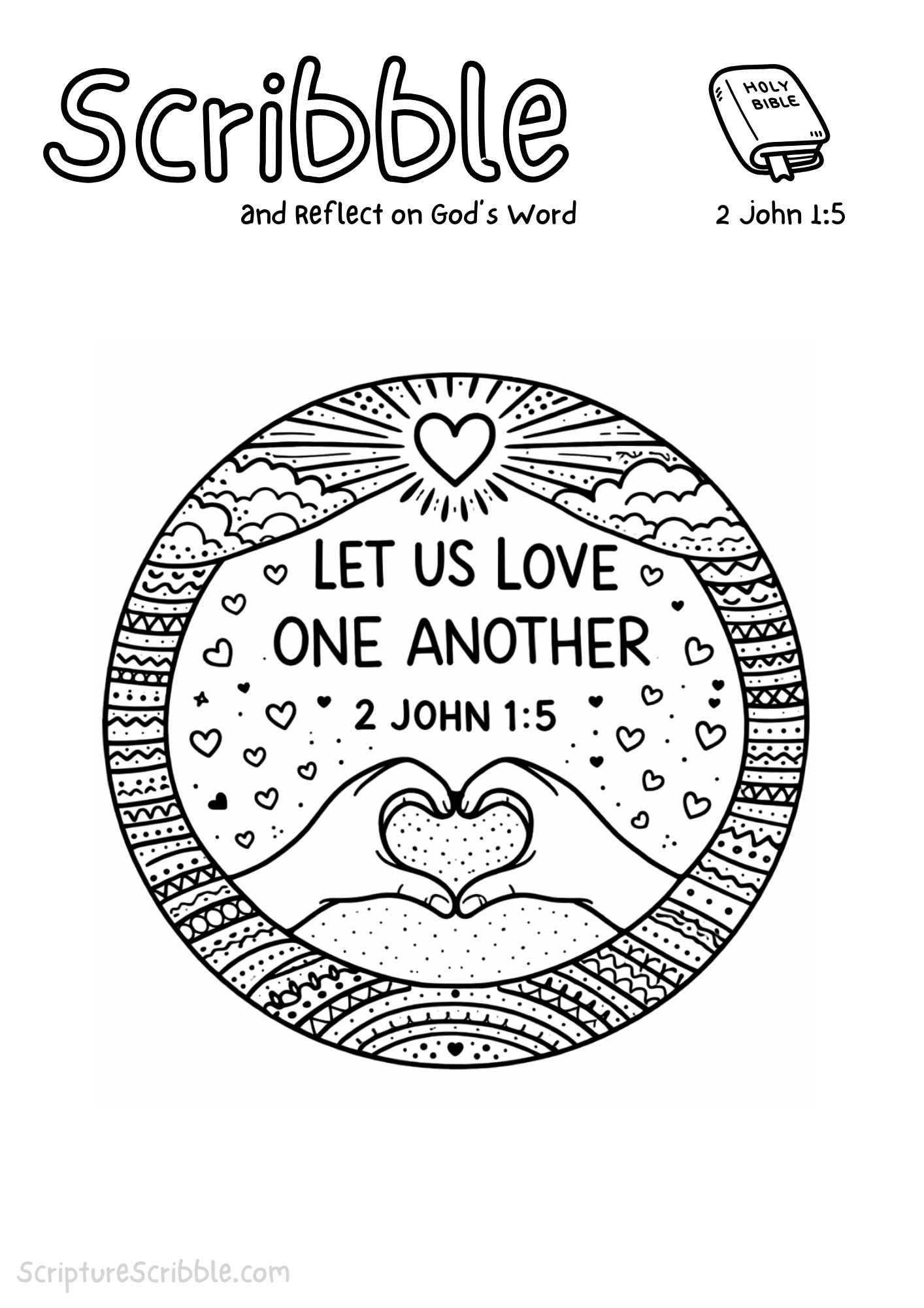 2 John 1:5 Coloring Page – Let Us Love One Another Printable