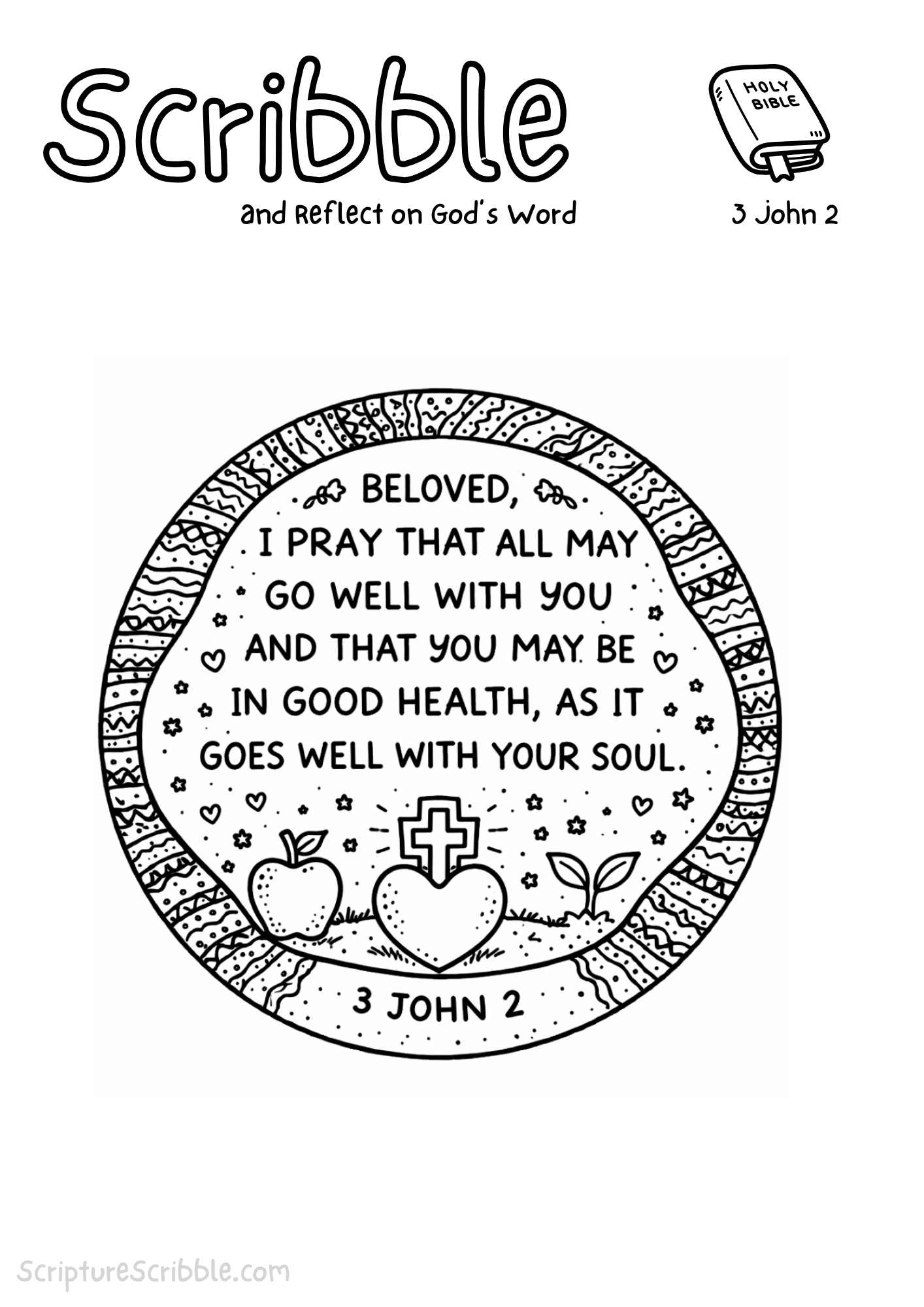 3 John 2 Coloring Page – Good Health & Soul Prosperity Printable