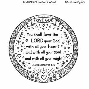 Deuteronomy 6:5 Coloring Page – Love the Lord Your God Printable