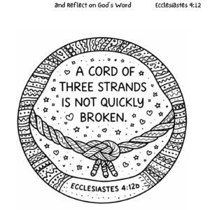 Ecclesiastes 4:12 Coloring Page – A Cord of Three Strands Printable