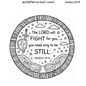 Exodus 14:14 Coloring Page – The Lord Will Fight for You Printable