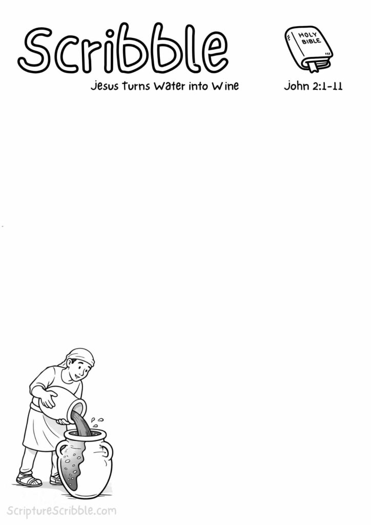 John 2:1–11 – Jesus Turns Water into Wine Devotional Drawing Page