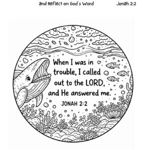 Jonah 2:2 Devotional Drawing Printable