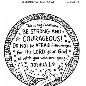 Joshua 1:9 Coloring Page – Be Strong and Courageous Printable