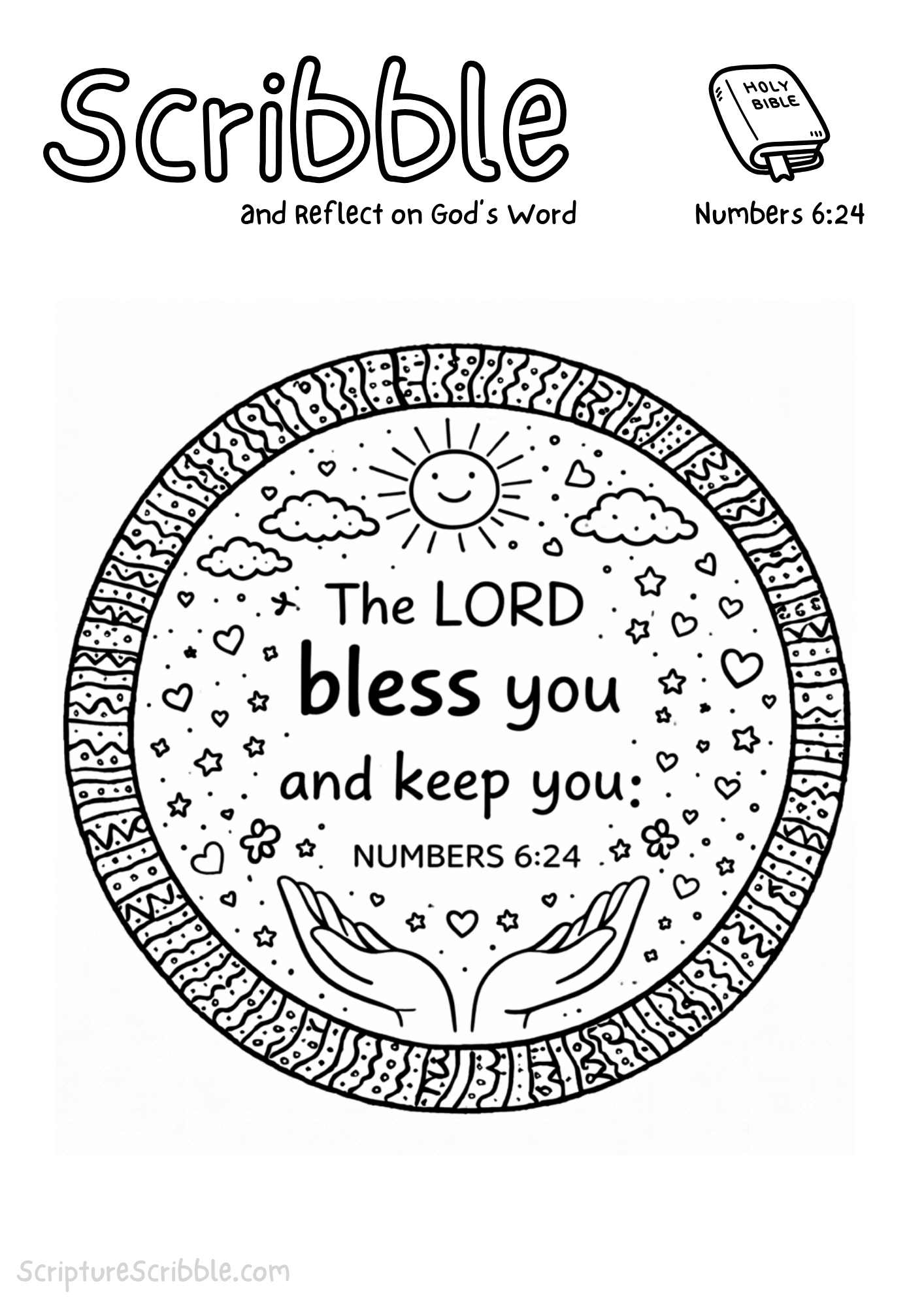 Numbers 6:24 Coloring Page – The Lord Bless You and Keep You Printable
