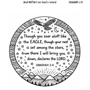 Obadiah 1:4 Coloring Page – Though You Soar Like the Eagle Printable