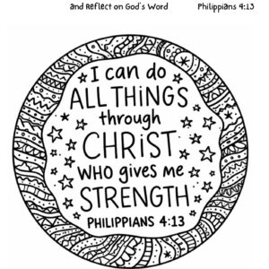 Philippians 4:13 Coloring Page – I Can Do All Things Through Christ Printable