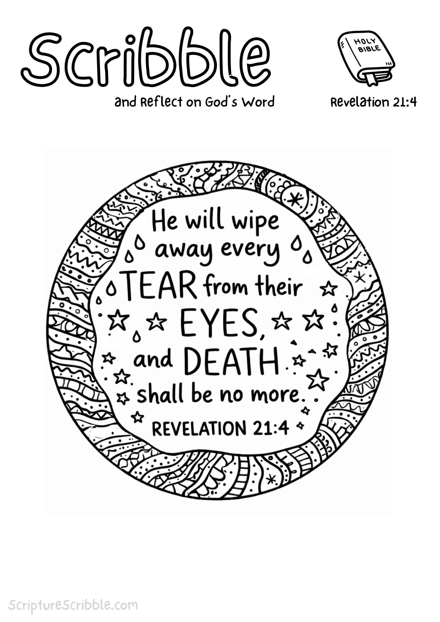 Revelation 21:4 Coloring Page – Every Tear Wiped Away Printable