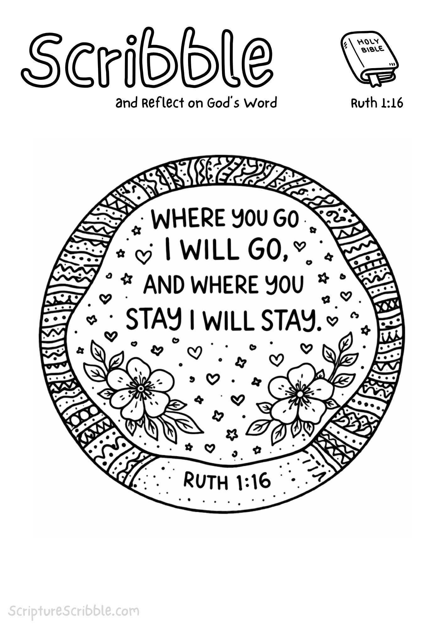Ruth 1:16 Coloring Page – Where You Go I Will Go
