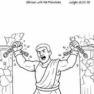 Judges 16:23–30 - Samson with the Philistines Devotional Drawing Page