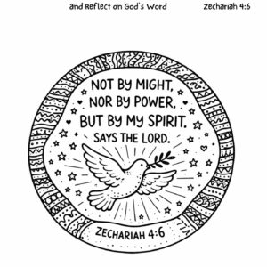 Zechariah 4:6 Coloring Page – Not by Might Printable