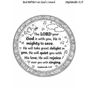 Zephaniah 3:17 Coloring Page – The Lord Your God Is With You Printable